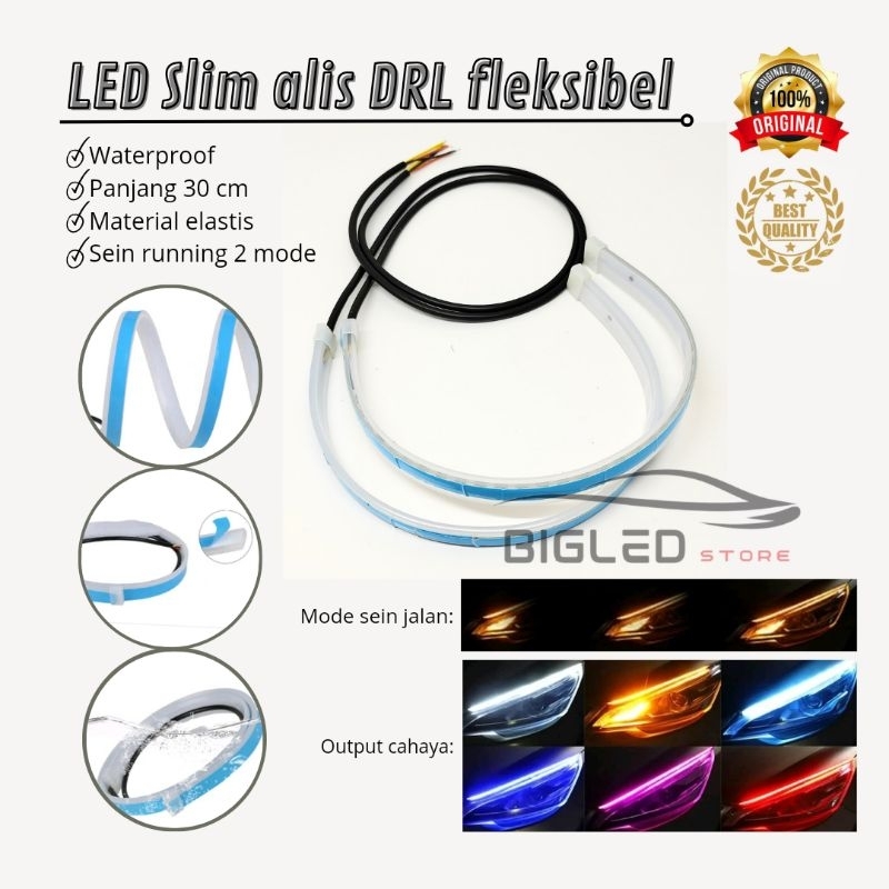 Jual LED SLIM ALIS DRL FLEKSIBEL WATERPROOF 30CM 2 WARNA RUNNING 30 CM ...