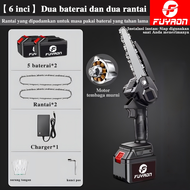 Jual FUYAON Gergaji Rantai Elektrik Mini 8 Inch Portable Chainsaw ...