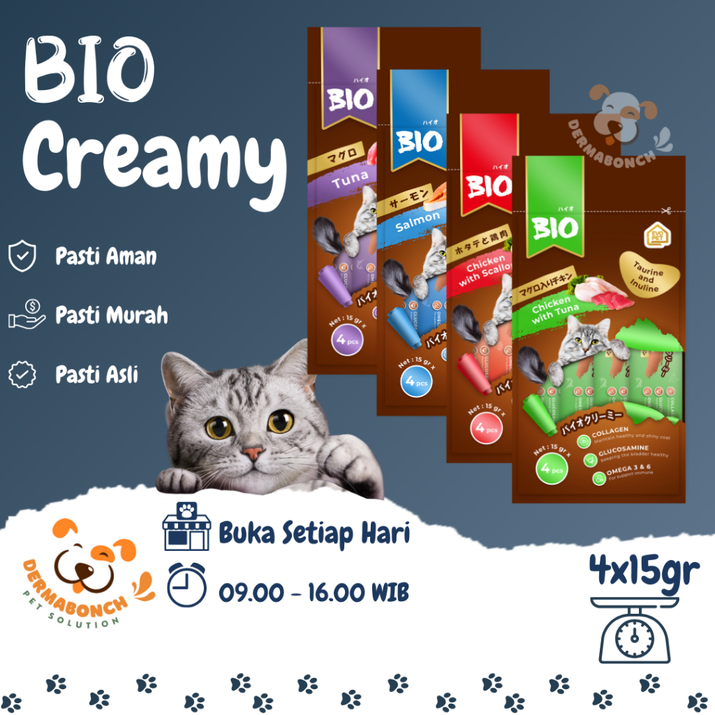 Jual Snack/Treat/Cemilan Kucing (Cat) Bio Creamy 4x15 gr 4x15 g PER DUS ...