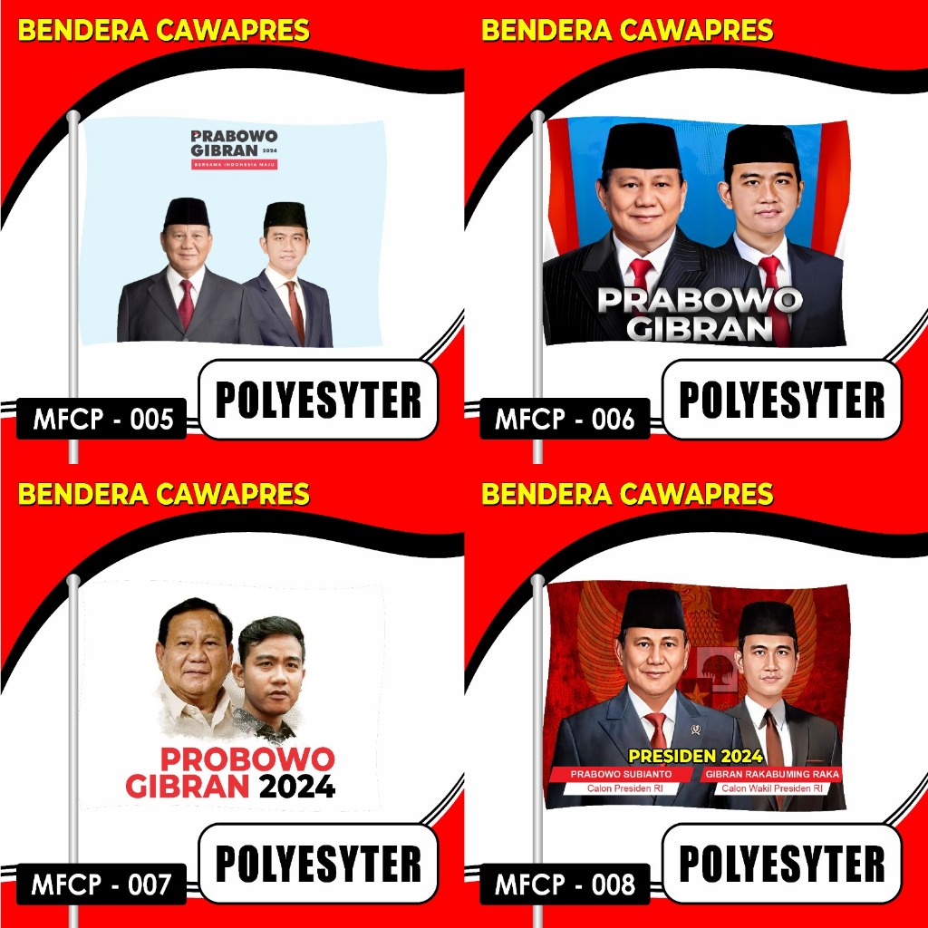 Jual Bendera Prabowo Gibran Capres Cawapres 120x90cm Bahan TEKSTIL ...