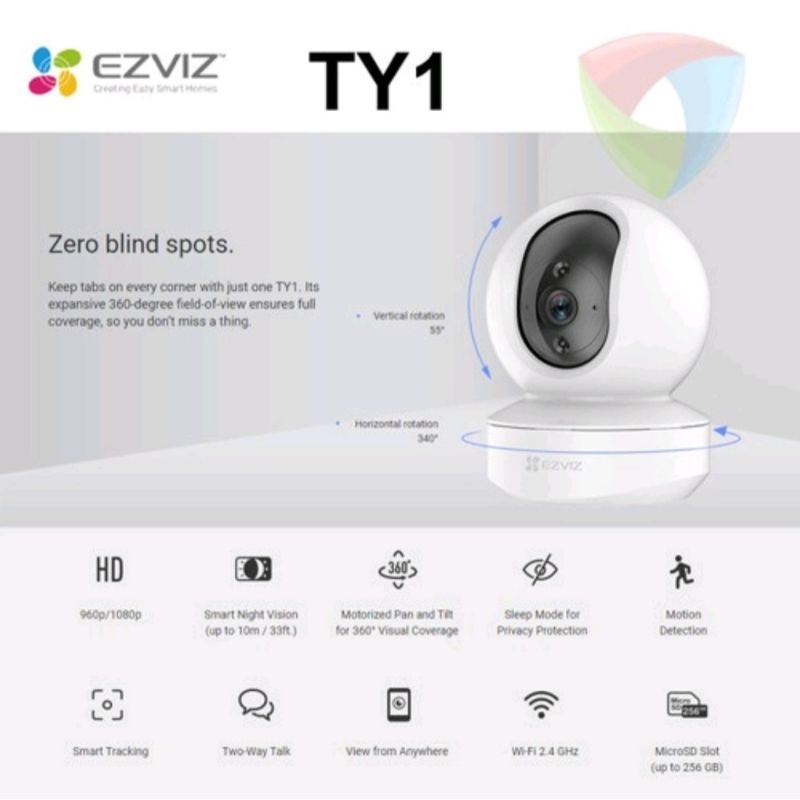 Jual Ezviz TY1 2MP Smart Wifi Pan Tilt IP Camera Cctv Indoor 1080 ...