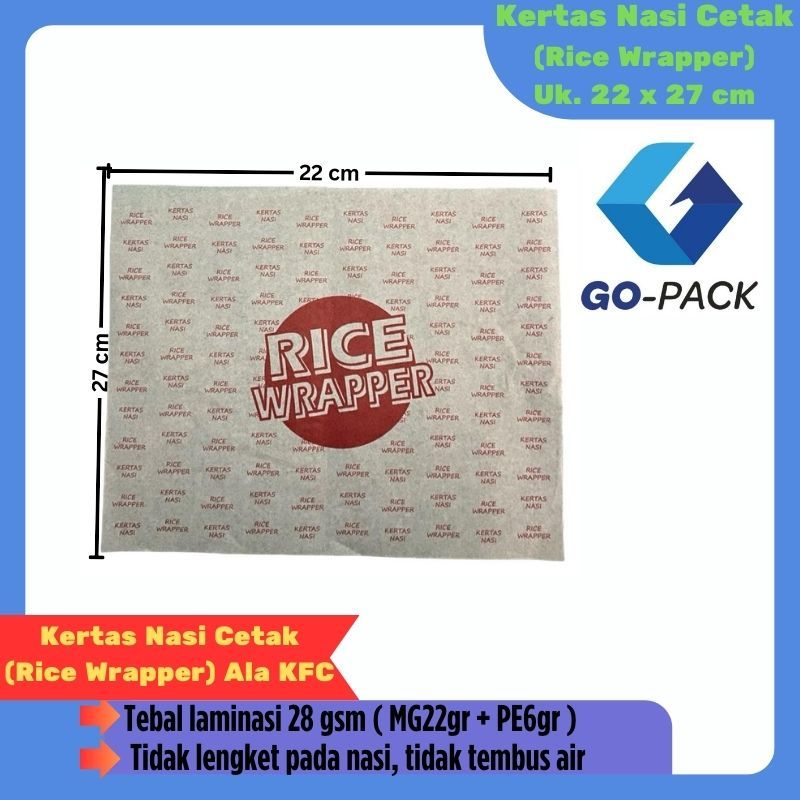 Jual Kertas Nasi Cetak RICE WRAPPER 27 x 22 cm Isi 500 pcs / 1 rim ...