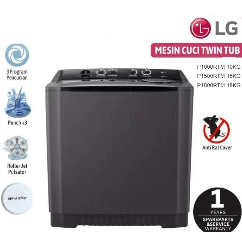 Jual MESIN CUCI MANUAL 2 TABUNG LG P1800 P1500 P1000 RTM 10 15 18 KG ...