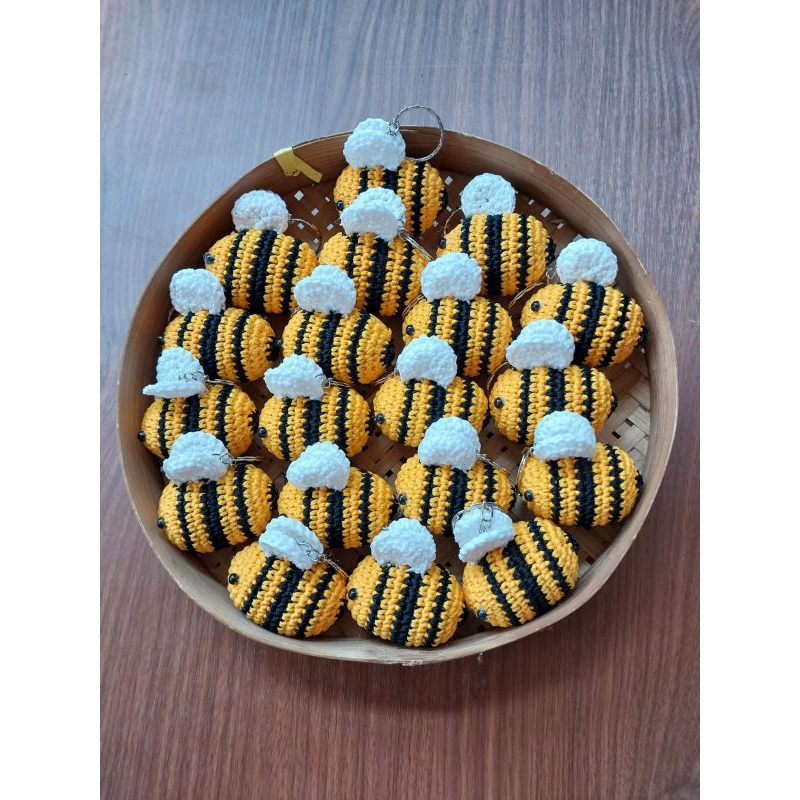 Jual gantungan kunci mini rajut lebah bee lucu souvenir imut | Shopee ...
