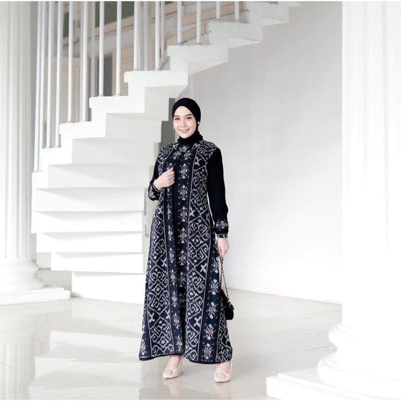 Jual Gamis raya set couple tenun baju pasangan muslimah syar'i dress ...
