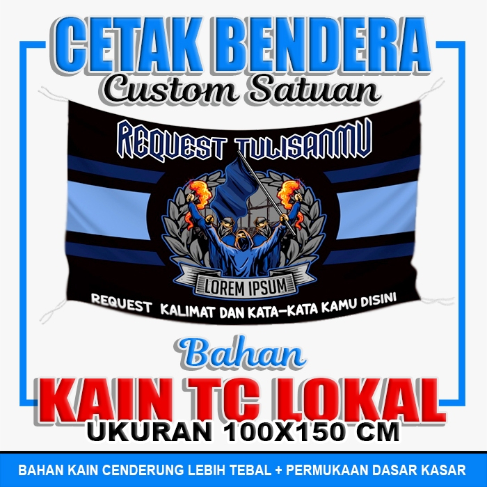 Jual Cetak Bendera Satuan Custom Sablon Printing Bahan Kain TC Lokal ...