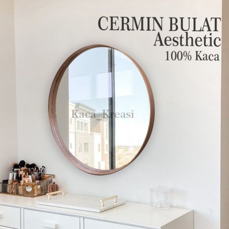 Jual Cermin Bulat Aesthetic Kaca Cermin Gantung Diameter 30cm