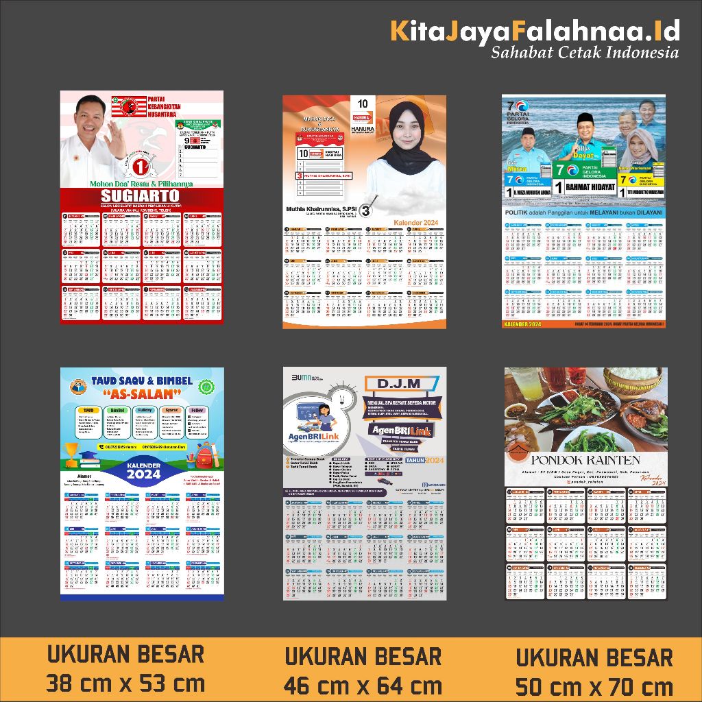 Jual (FREE DESAIN) KALENDER POSTER 38x53 TAHUN 2025 PILKADA 1 LEMBARAN