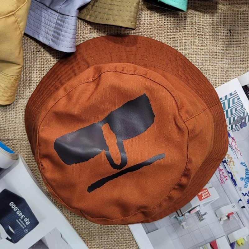 Jual Topi Bucket Muka Datar Kacamata Kaca Mata Flat Meme Emoji Emoticon