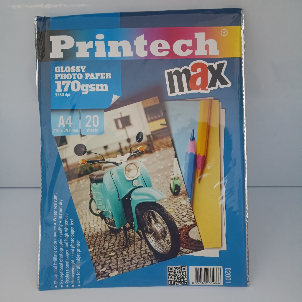 Jual Printech Kertas Foto Glossy Photo Paper 170 gsm 5760 dpi A4 20 ...