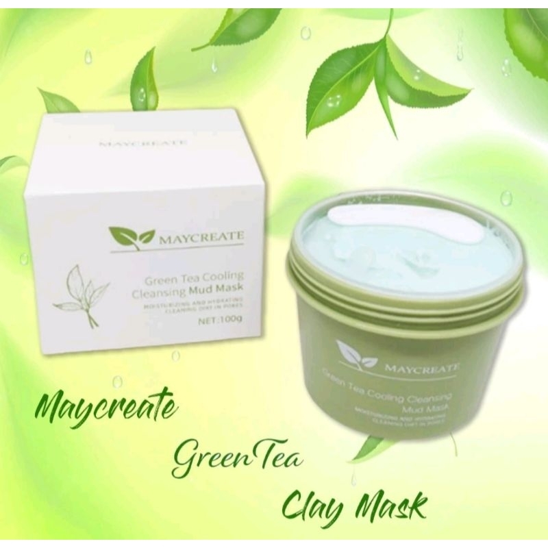 Jual Maycreate Green Tea Clay Mask Masker Wajah Greentea Pore Clean ...