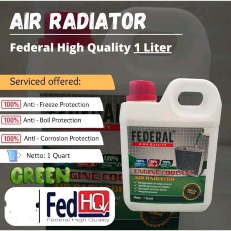 Jual Air Coolant / Radiator Federal 1Liter Warna Hijau | Shopee Indonesia