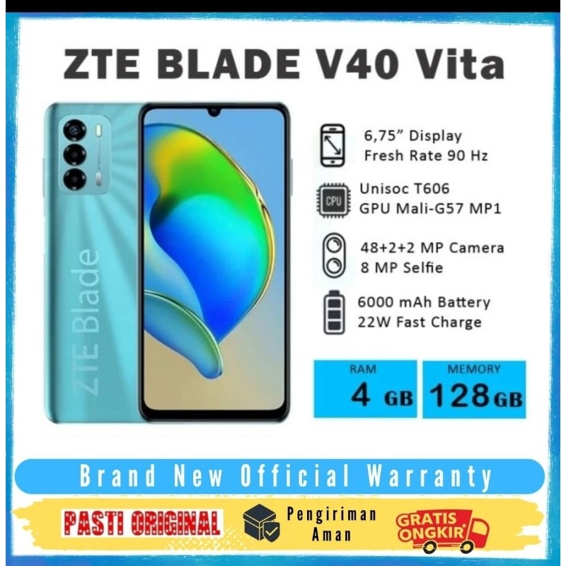 Jual ZTE BLADE VITA V40 4/128GB UNISOC T606 Fast Charging NEW SEGEL ...