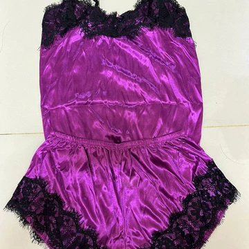 Stelan Piyama Baju Tidur Wanita Tali Satu Celana Pendek Satin Renda 15