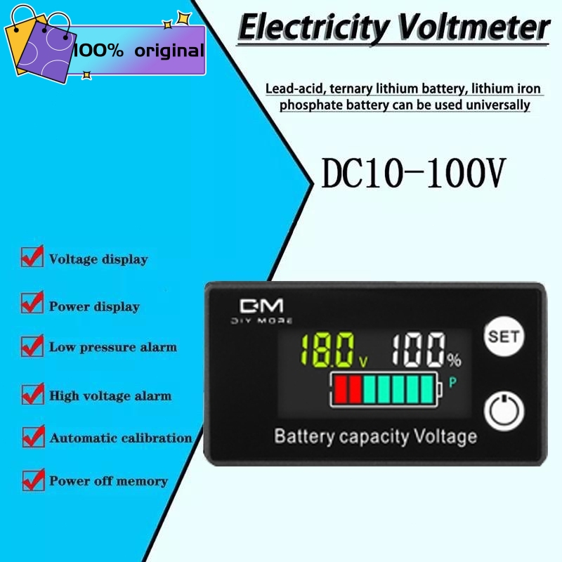 Jual 【cod】6133a Lcd Dc 8 100v Voltmeter Motorcycle Special Power Detection Digital Battery 9414