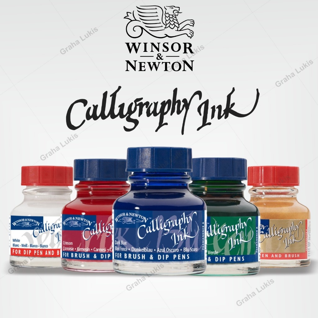 Jual Winsor & Newton Calligraphy Ink Gold / White / Green / Dark Blue ...