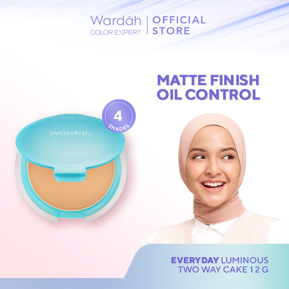 WARDAH Everyday Luminous Two Way Cake 12 g - Bedak Dengan Hasil Matte Yang Halus Ringan Dengan Kandungan Vit E - Oil Control dengan Hasil Akhir Natural - Makeup