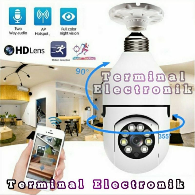 Jual IP CAMERA APP YOOSEE CCTV BENTUK LAMPU CCTV WIFI 360° PTZ PAN TILT