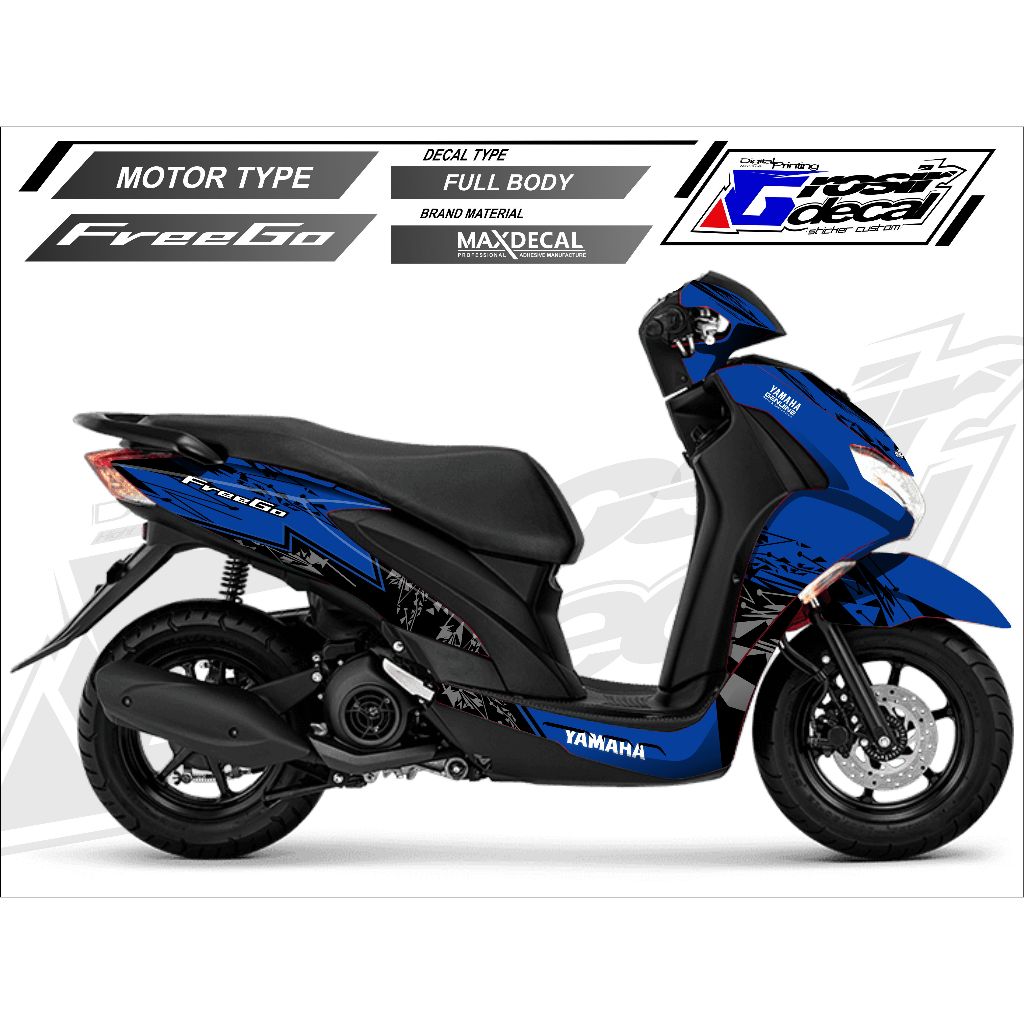 Jual Stiker Decal Striping Yamaha FreeGo Biru Full Body Fullset Bebas ...