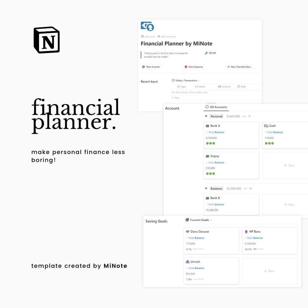 Jual Financial Planner | Personal Finance Tracker | Notion Template by ...