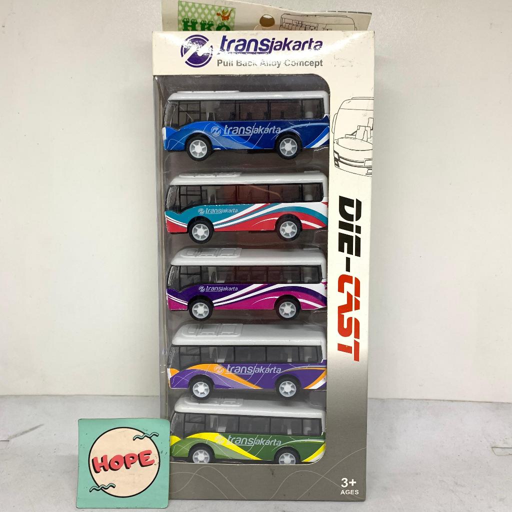 Jual Diecast Set Bus Transjakarta 5 Pcs Miniatur Busway Anak Bus ...