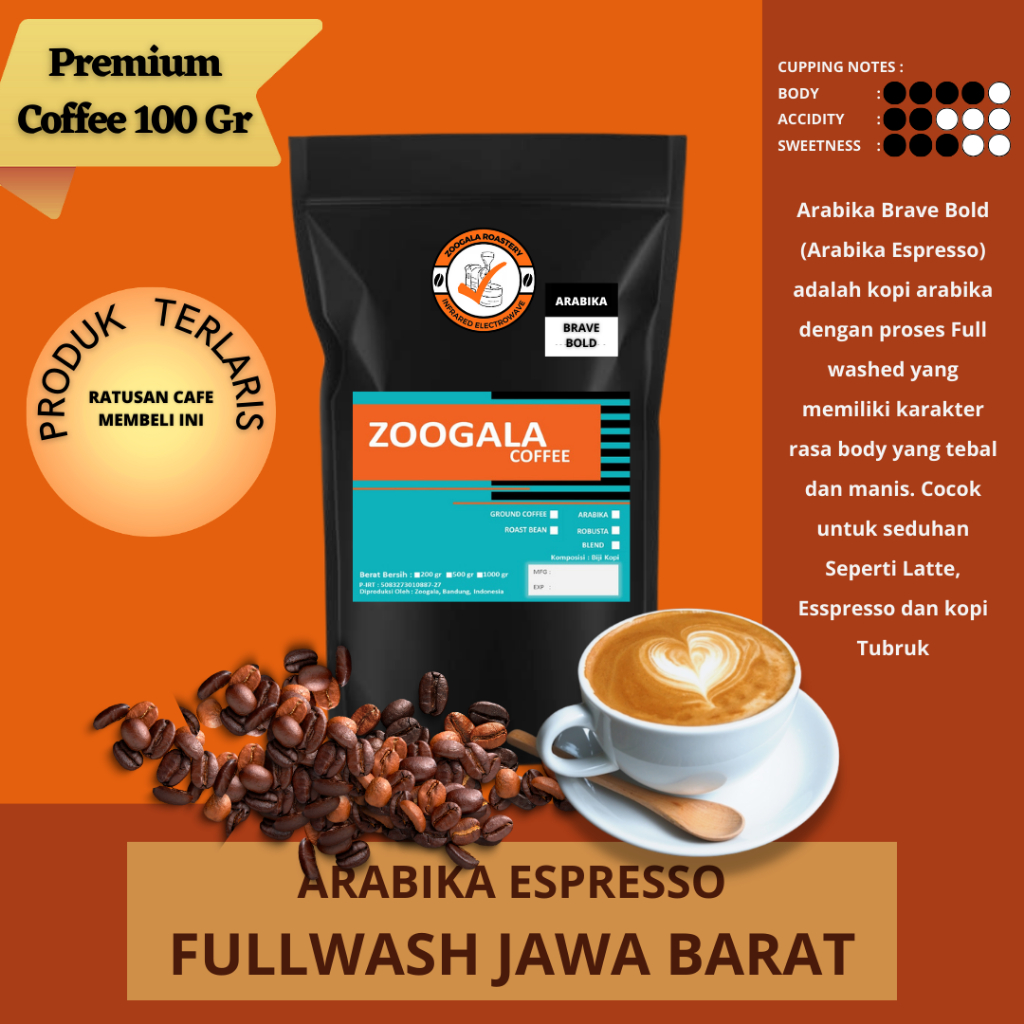 Jual Kopi Arabika Jawa Barat Fullwash - Espresso 100 Gr - 500 Gr ...