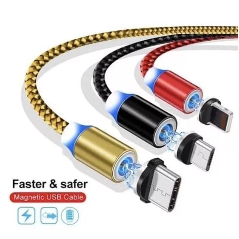 Jual Kabel Data USB Nylon Magnetic 2.4A Fast Charging Dat Cable 3 in 1 ...