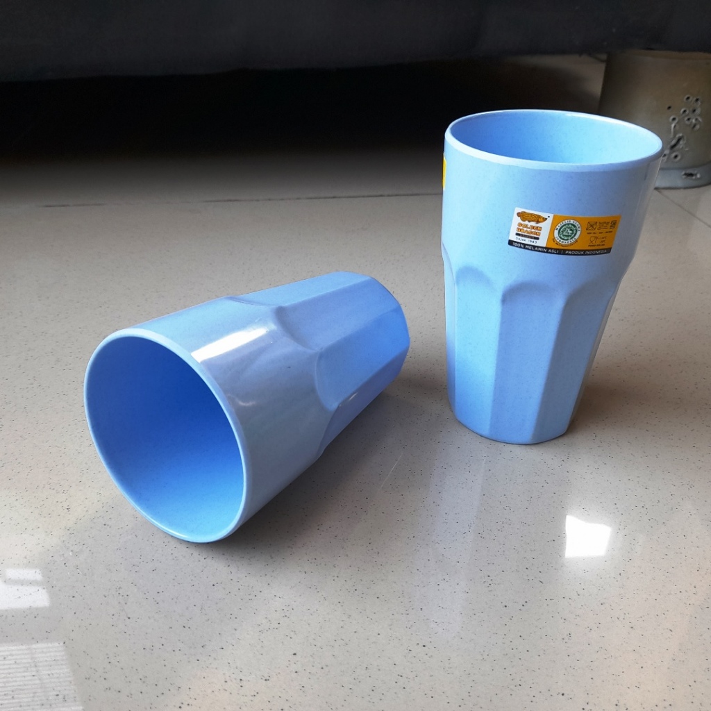 Jual Gelas Belimbing 450ml Biru Muda Stone Melamine - Golden B1102 ...