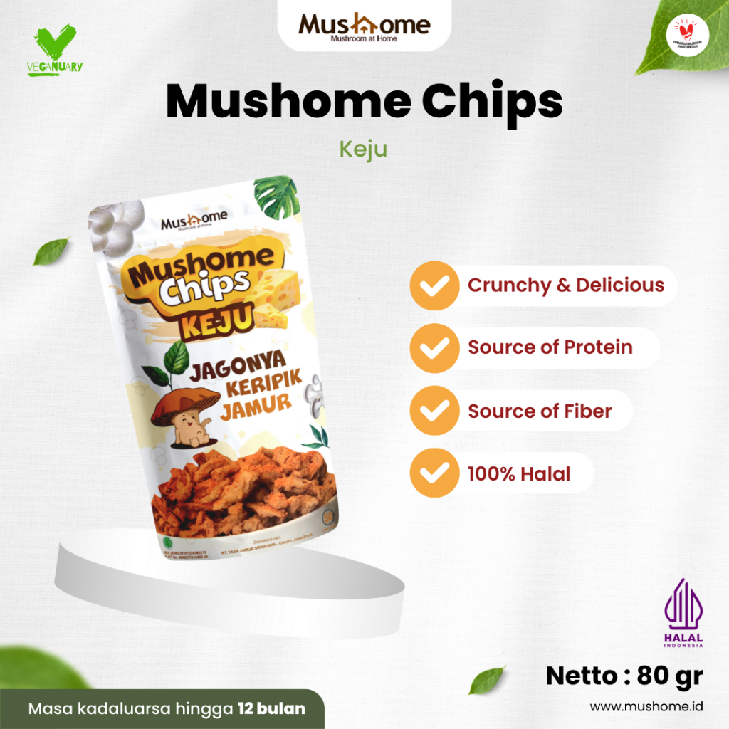 Jual Keripik Jamur Rasa Keju Mushome Chips Kaya Serat & Sumber