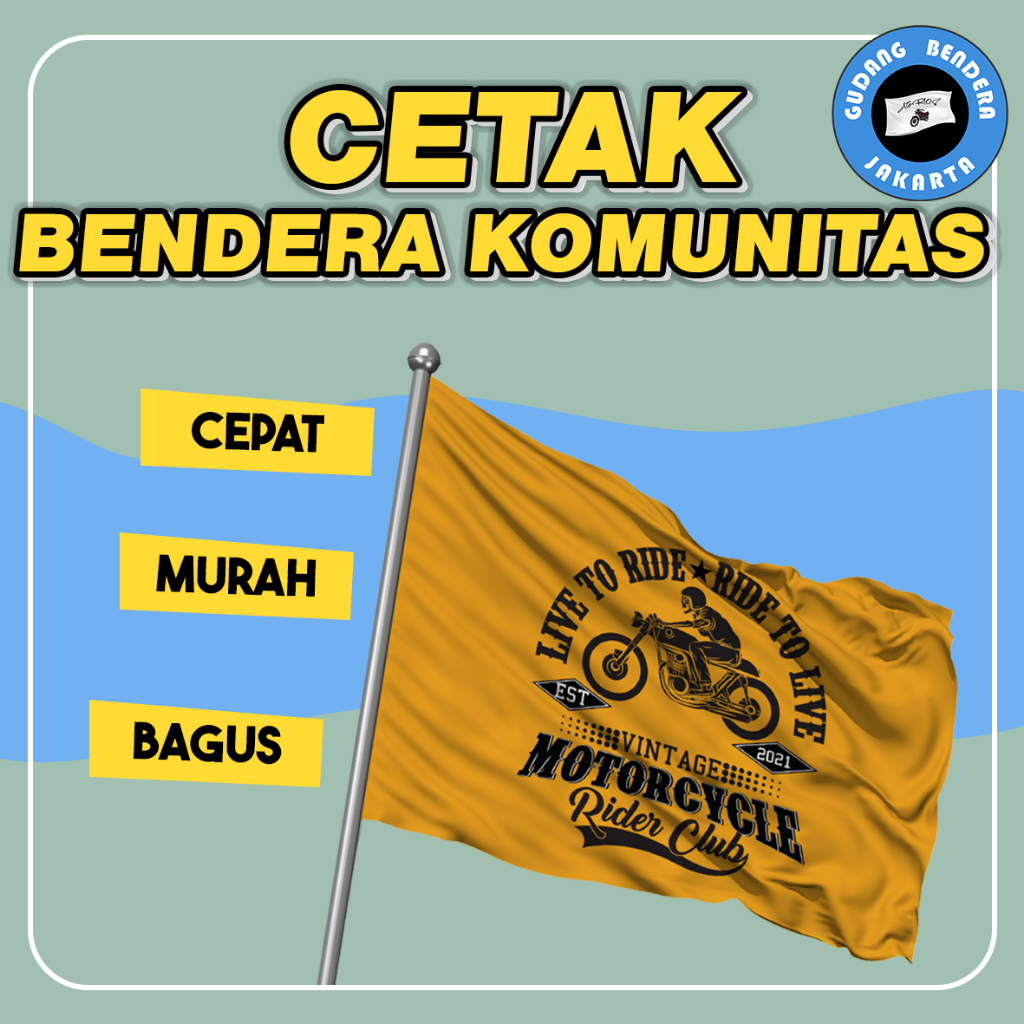 Jual Cetak Bendera Komunitas Termurah Custom Gojek Grab Shopee Maxim
