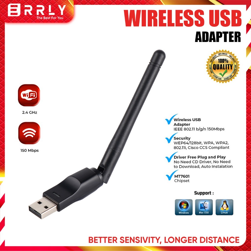 Jual ERRLY USB Dongle Wifi Wireless Adapter Receiver Antena MTK7601