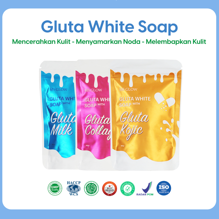 Jual MS GLOW GLUTA WHITE SOAP WITH GLUTA COLLAGEN KOJIC MILK 100