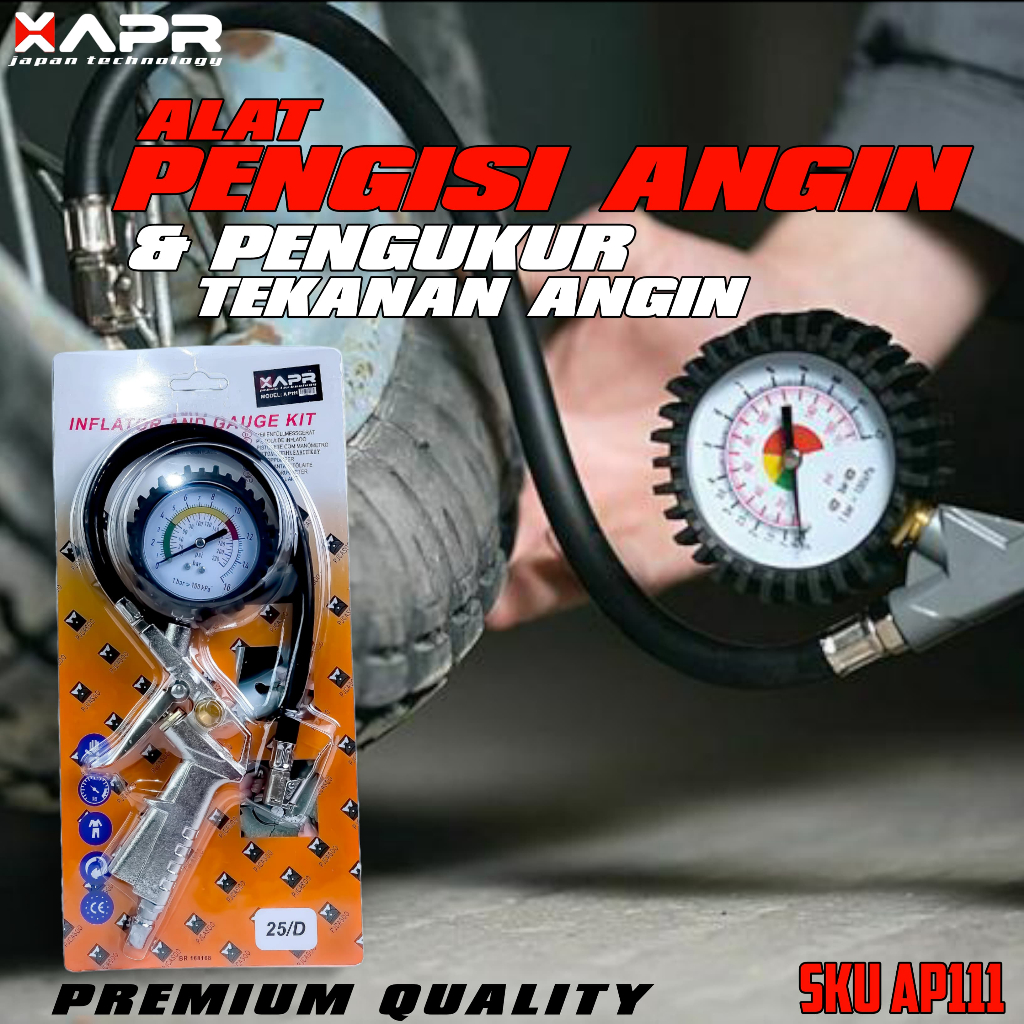 Jual PROMO APR pengukur angin tekanan ban tire pressure gauge alat isi ...