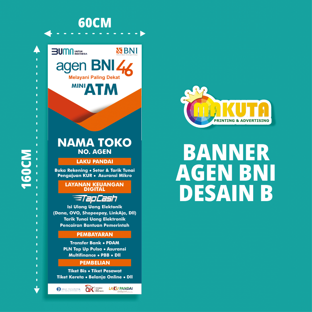 Jual Spanduk Banner Agen BRILINK BSI Smart BNI 46 Mandiri Custom Desain ...