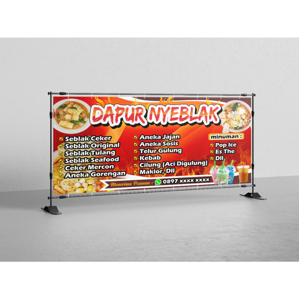 Jual Banner Spanduk Warung Eeblak/Banner Warung Seblak Custom | Shopee ...