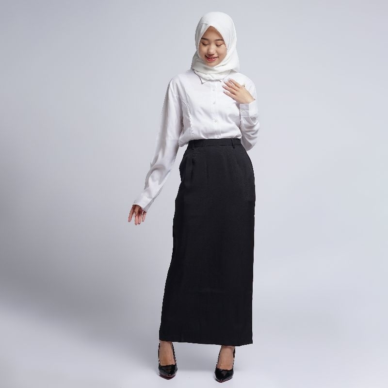 Jual Rok kerja wanita kantor terbaru reguler fit resleting polyester ...
