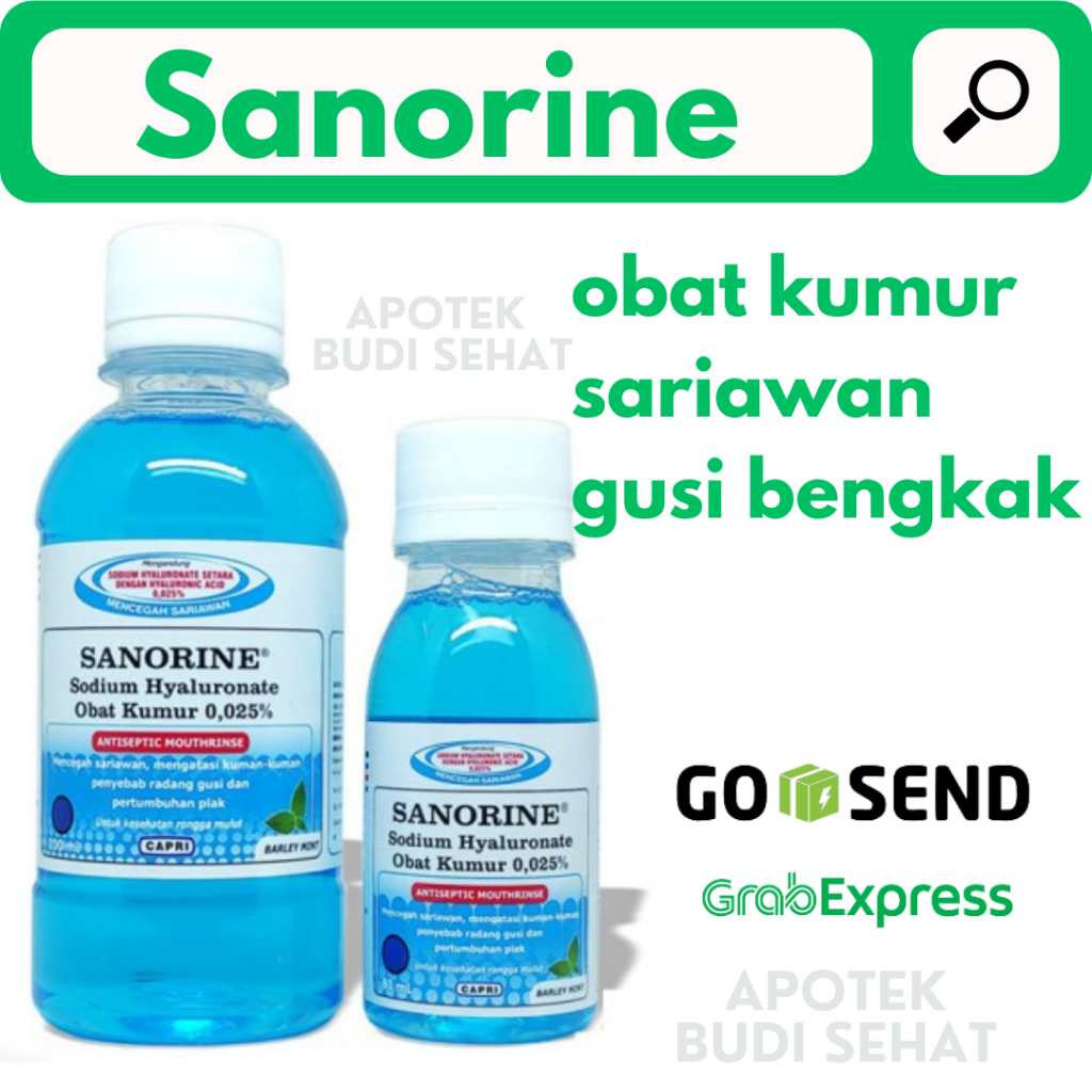 Jual Sanorine Biru Obat Kumur Sariawan Sakit Gigi Plak Gusi Bengkak ...