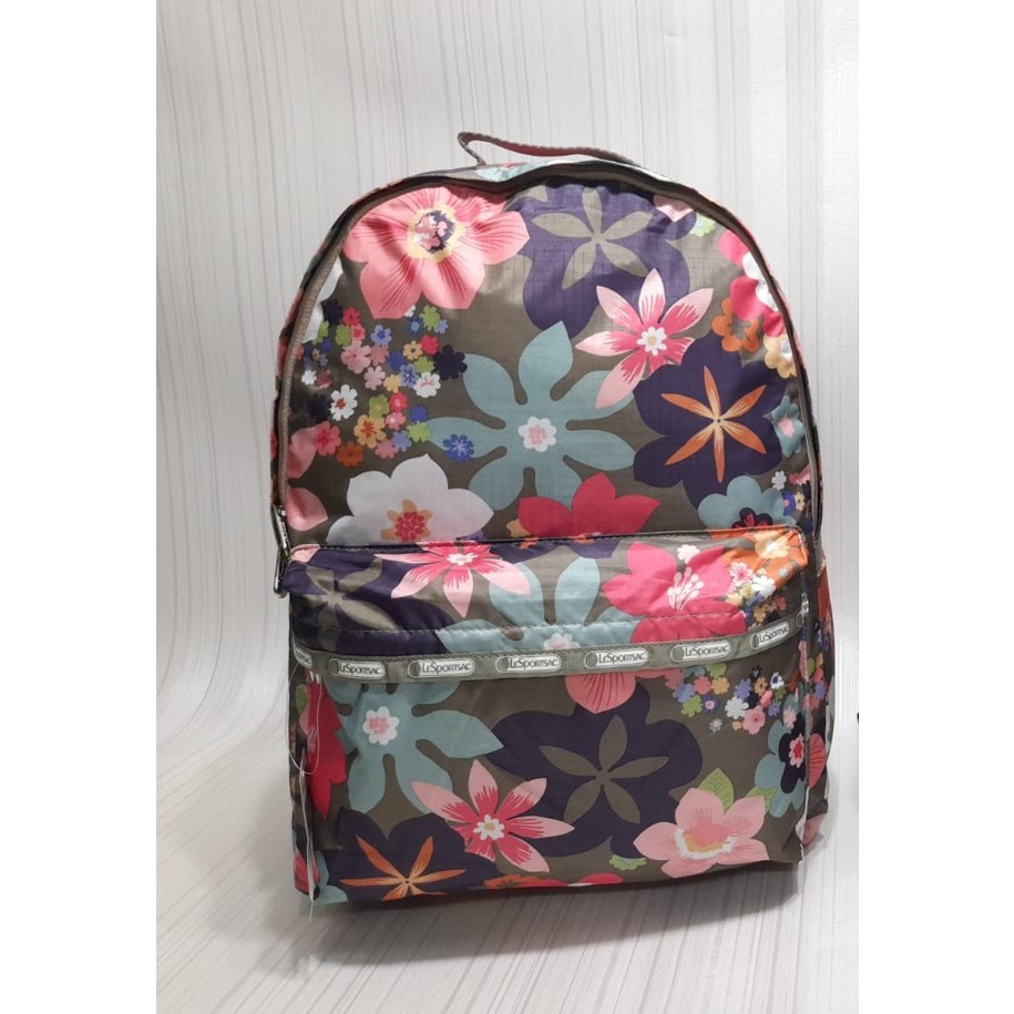 Jual Tas Ransel Anak Lesportsac Big Basic Backpack Besar Travel Untuk Anak Sekolah ada kantong botol Samping Traveling Muat Banyak Baju Cowok Cewek Ransel Bunga dan kartun Size P32xT42xL16cm Berat