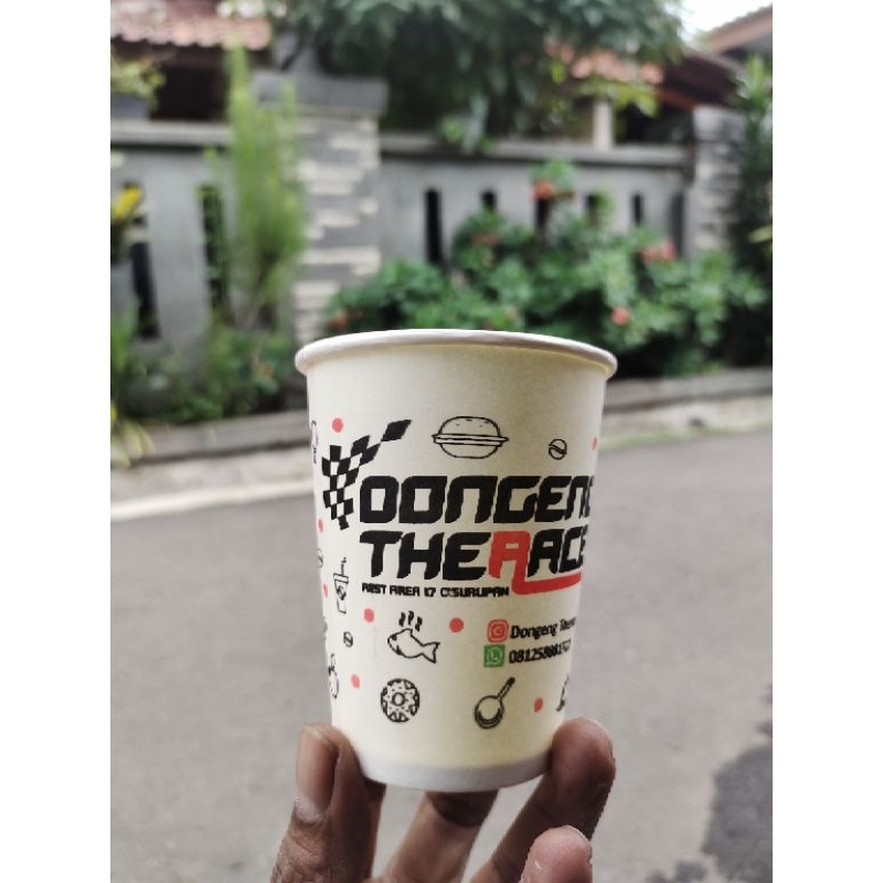 Jual Sablon/Printing Paper Cup 8 Oz Warna Putih, Hitam. Kraf Plus Tutup ...