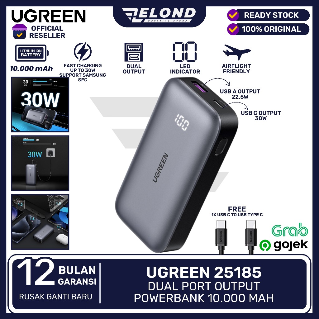 Jual Powerbank UGREEN 10000 10 000 MAh 30W Dual Output Digital