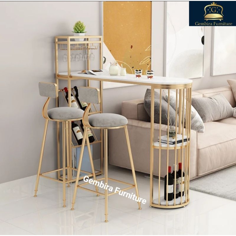 Jual Meja Bar kursi makan dining set table kerja kantor dapur gold ...