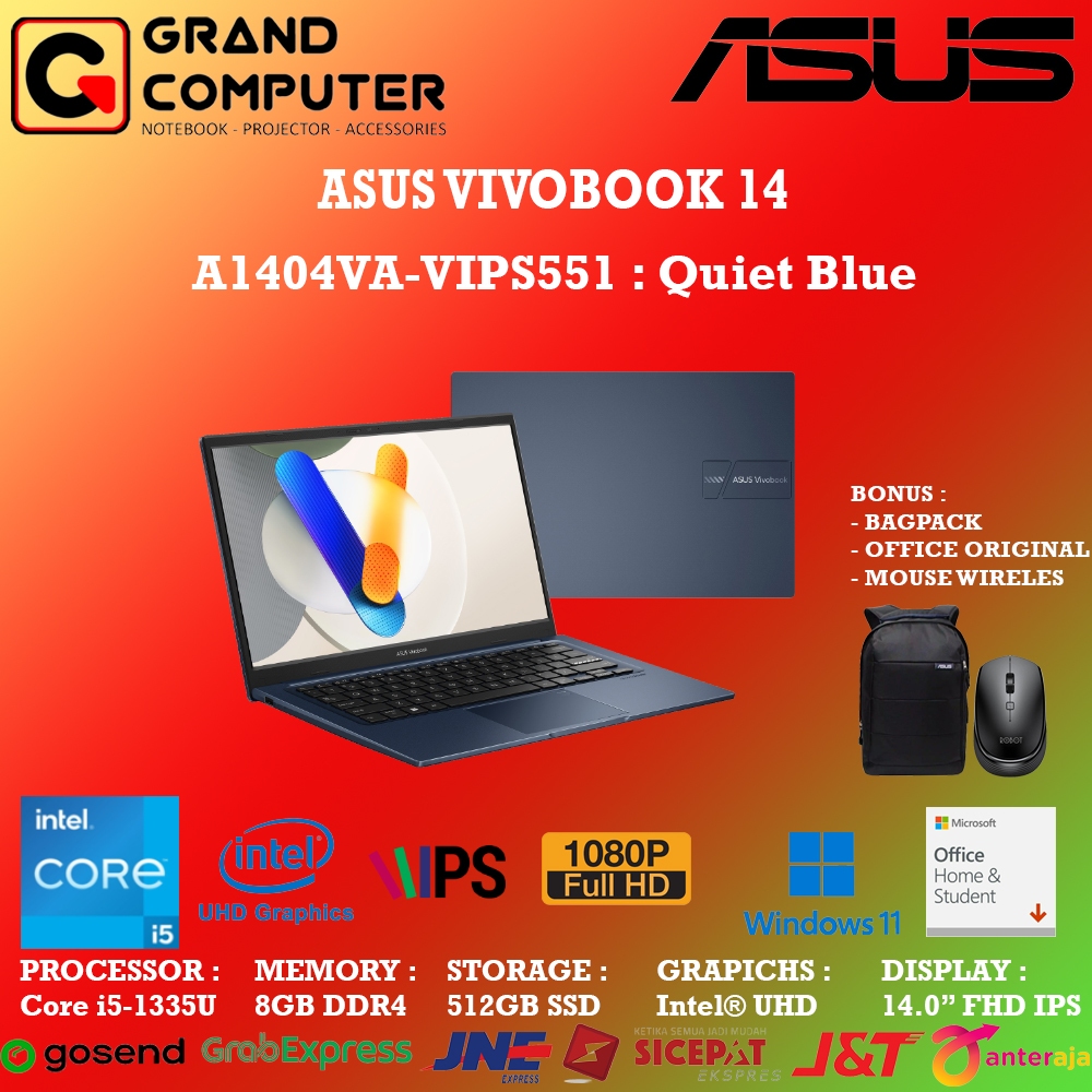 Jual ASUS VIVOBOOK 14 A1404VA-VIPS551 I5-1335U 8GB 512GB 14″ FHD ...