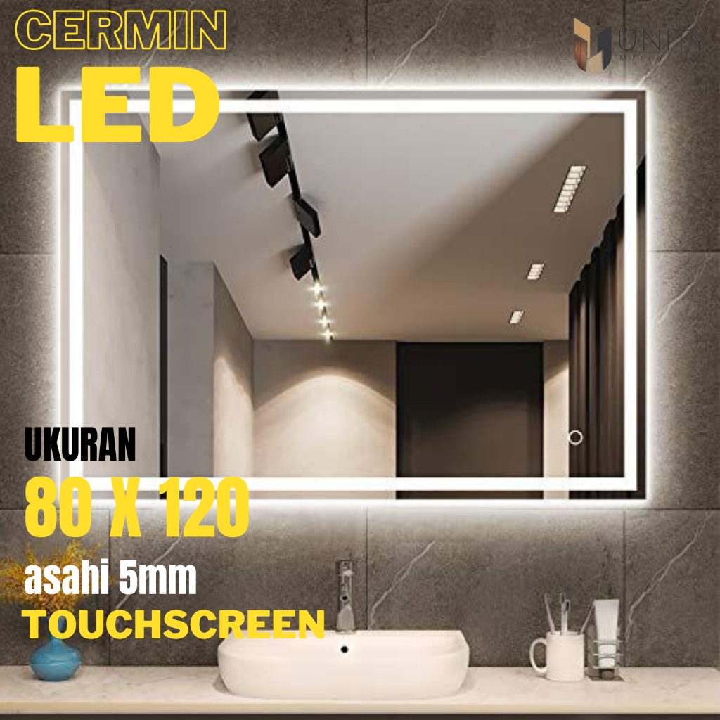 Jual Cermin Dinding Rias Lampu LED Mirror Lamp LED ukuran 80cm x 120 ...
