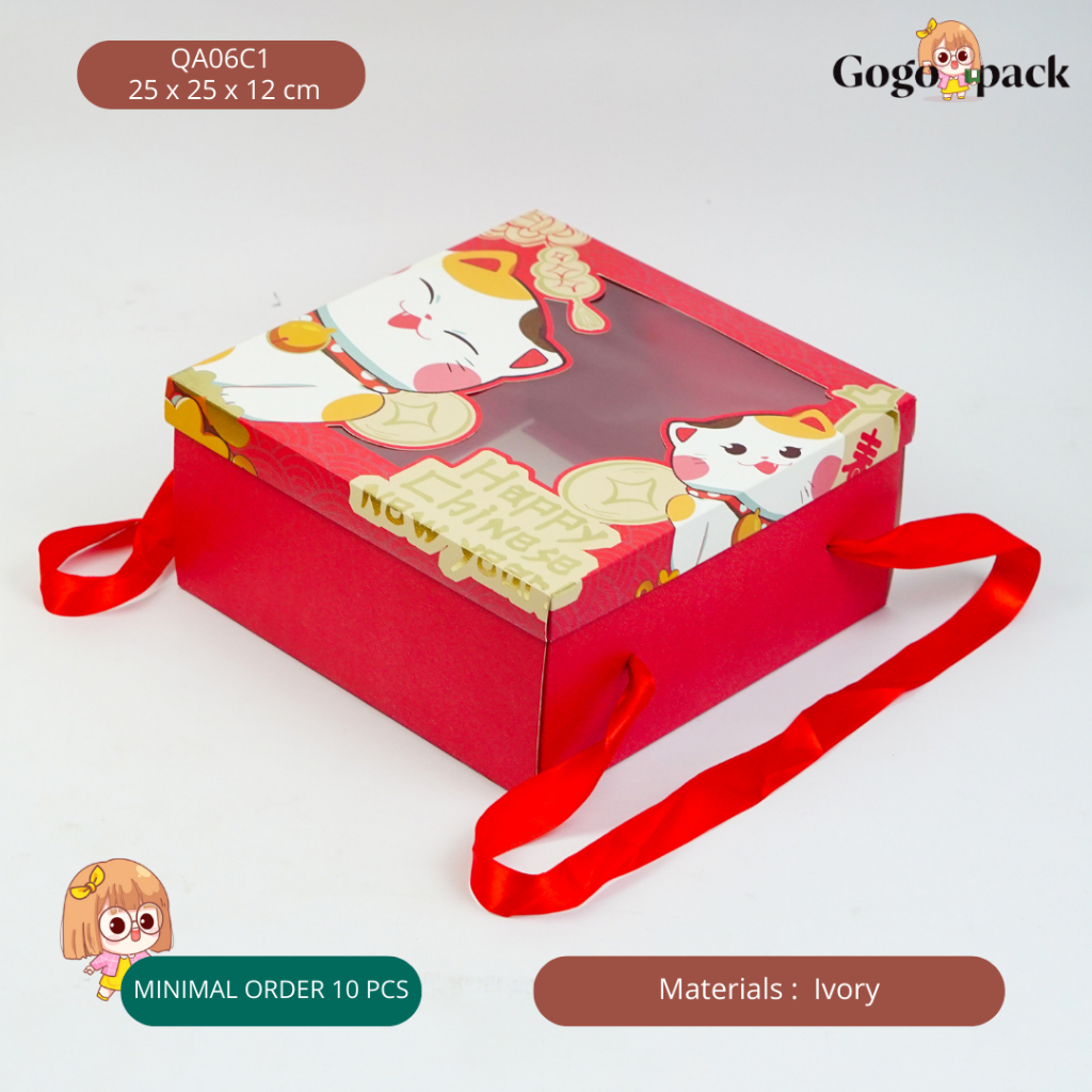 Jual Box Kemasan Imlek Box Chinese New Year Cny Box Lucky Cat Box Mika Cny Box Kue Imlek