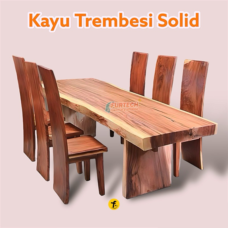 Jual Set Meja Makan 6 Kursi Kayu Trembesi Antik Klasik Minimalis Harga ...