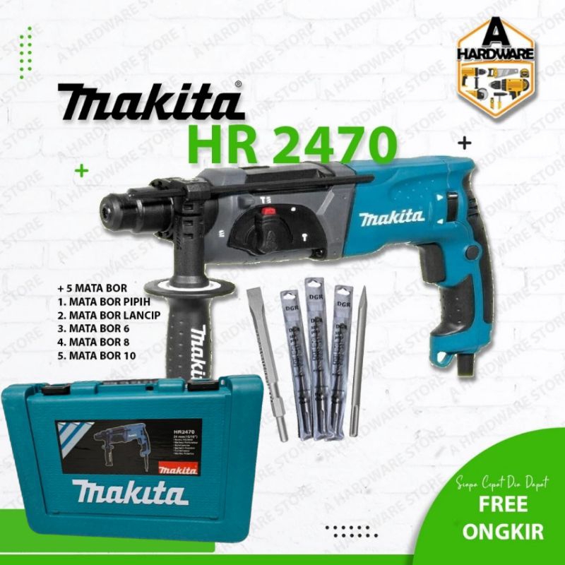 Jual BOR SDS MAKITA ROTARY HAMMER HR2470 + 5 MATA BOR Shopee Indonesia