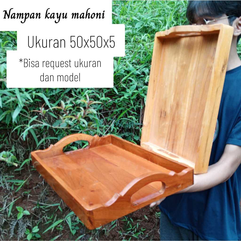 Jual Nampan Kayu Besar X X Baki Aesthetic Siap Saji Wooden Tray Shopee Indonesia