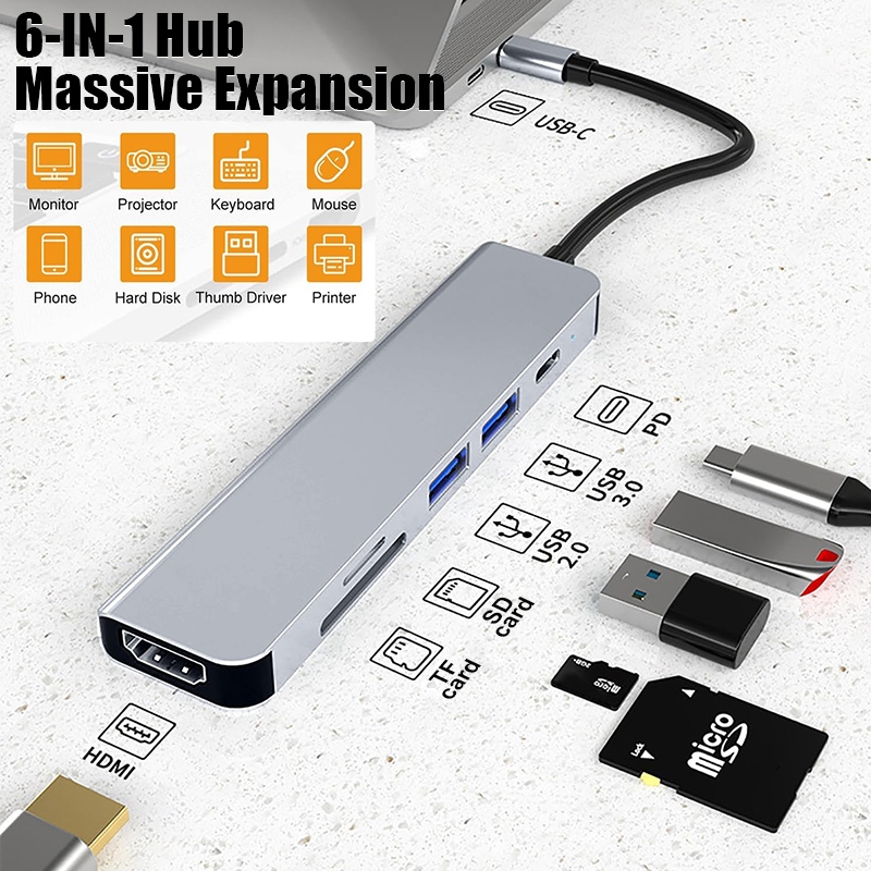 Hub USB C 8 En 2 Avec Ports USB 3.0, Ports USB 2.0, Lecteur De Carte SD