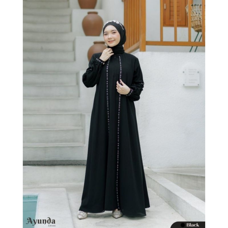 Jual Ayunda Dress Gamis Wanita Bahan Ceruty Babydoll Mix Shakilla Aplikasi Payet Swarovski