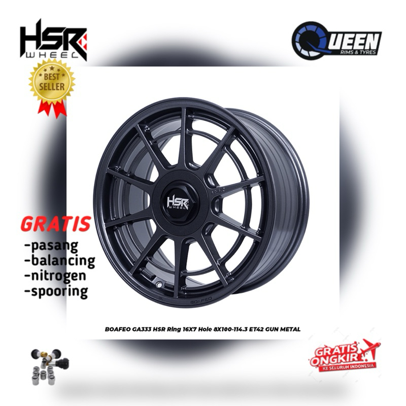 Jual velg mobil HSR boafeo R16 lubang 8 pelek untuk avanza jazz brio ...